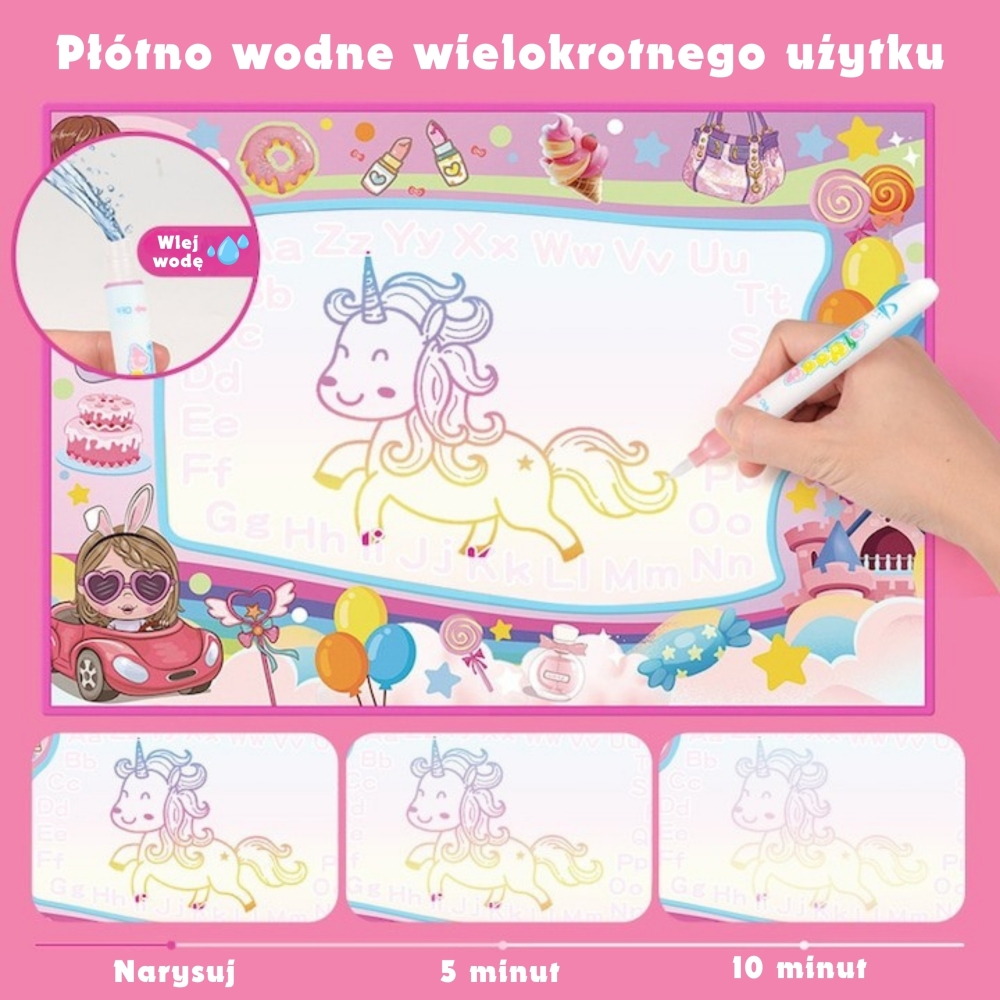 Piešimo vandeniu kilimėlis WOOPIE 2in1 XXL Švytintis tamsoje 100x70cm-Žaislai, Lavinamieji žaislai, Molbertai, piešimo lentos-e-