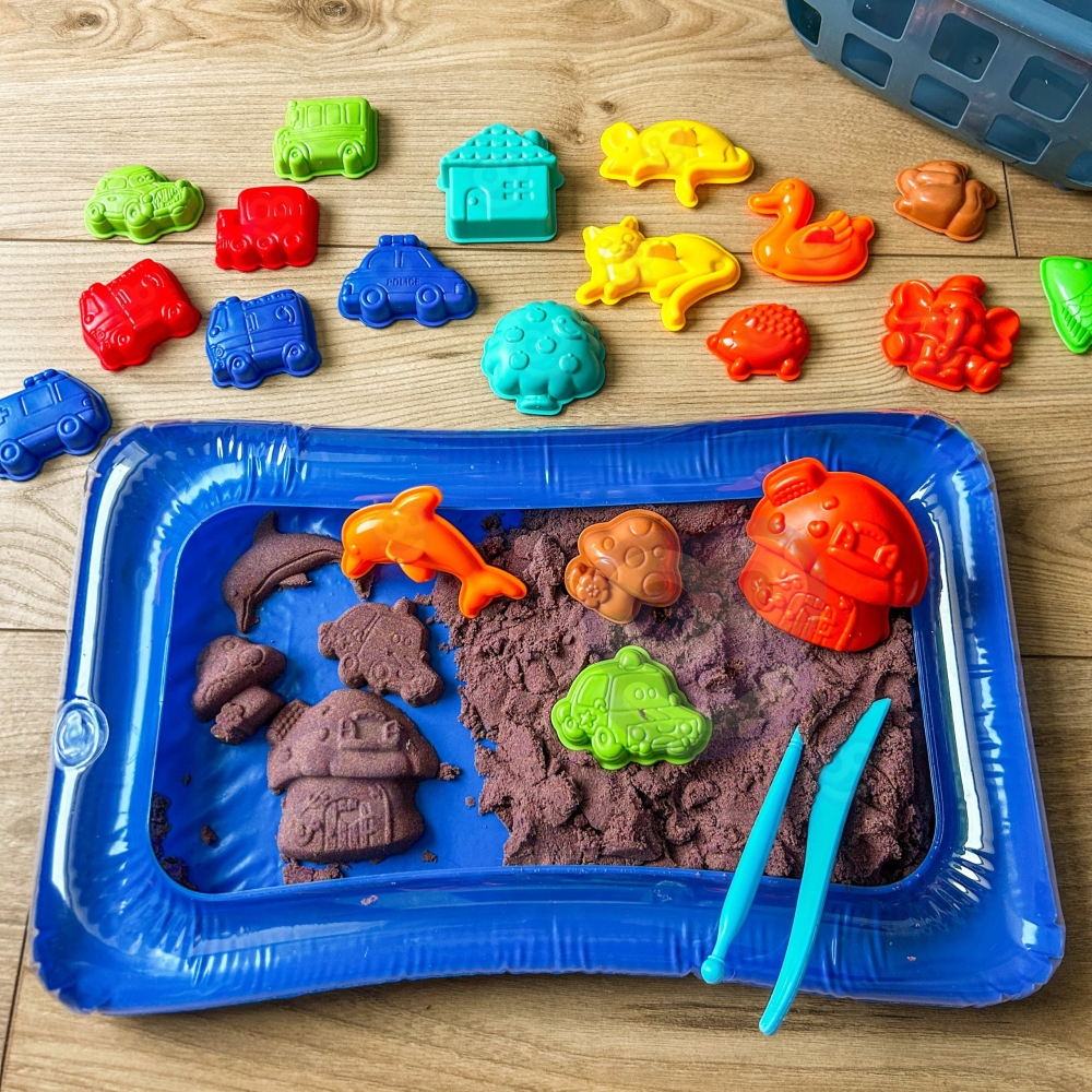 Kinetinio smėlio rinkinys krepšyje WOOPIE su formelėmis 0,8 kg-Žaislai, Kūrybiniai žaislai, Lipdymas-e-vaikas