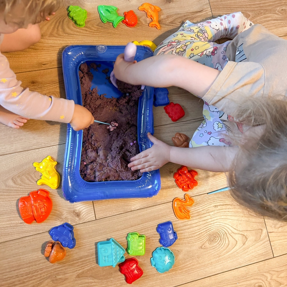 Kinetinio smėlio rinkinys krepšyje WOOPIE su formelėmis 0,8 kg-Žaislai, Kūrybiniai žaislai, Lipdymas-e-vaikas