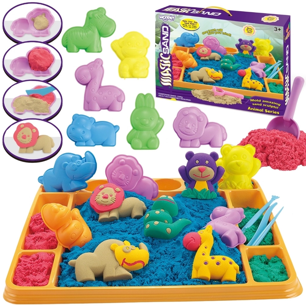 Kinetinio smėlio rinkinys WOOPIE 1,2 kg, XL ZOO-Žaislai, Kūrybiniai žaislai, Lipdymas-e-vaikas