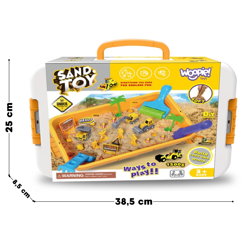 Kinetinio smėlio rinkinys WOOPIE XXL statybvietė, 1,5 kg-Žaislai, Kūrybiniai žaislai, Lipdymas-e-vaikas