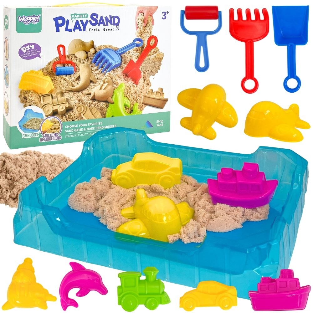 Kinetinio smėlio rinkinys WOOPIE 0,5 kg Stalas su formelėmis