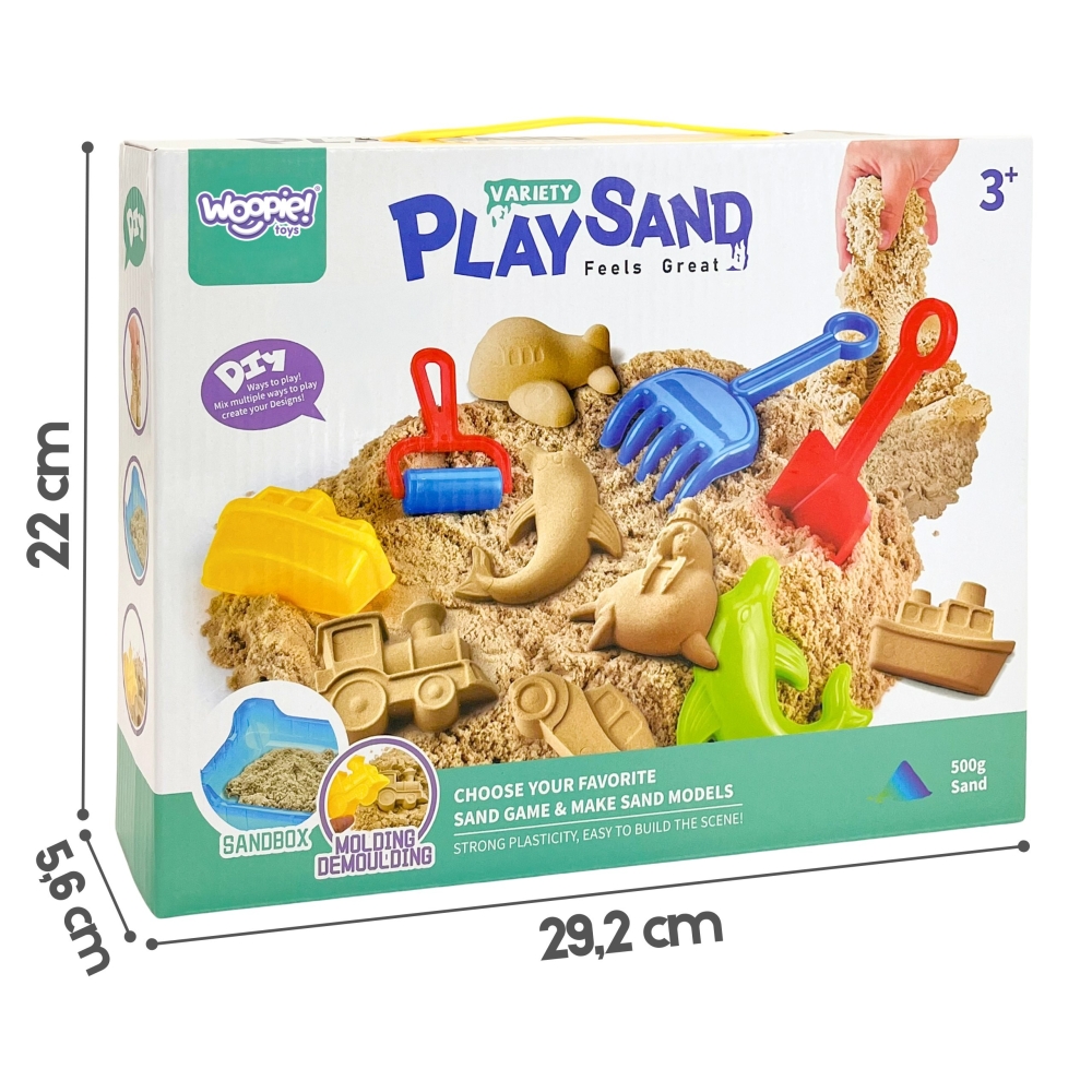 Kinetinio smėlio rinkinys WOOPIE 0,5 kg Stalas su formelėmis