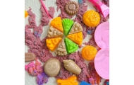 Kinetinio smėlio rinkinys su formelėmis WOOPIE Restoranas, 6 spalvų, 1,2 kg-Žaislai, Kūrybiniai žaislai, Lipdymas-e-vaikas