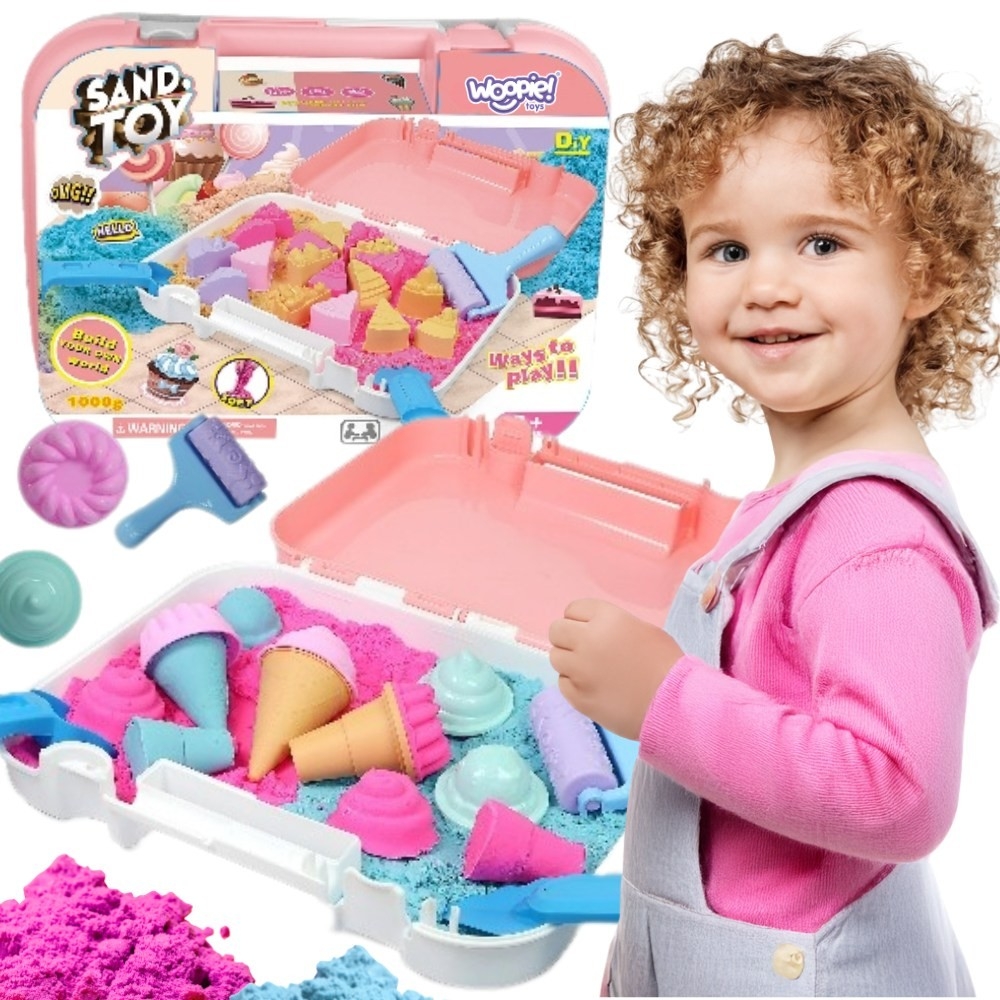 Kinetinio smėlio rinkinys WOOPIE Ledai lagaminėlyje 1 kg + priedai-Žaislai, Kūrybiniai žaislai, Lipdymas-e-vaikas