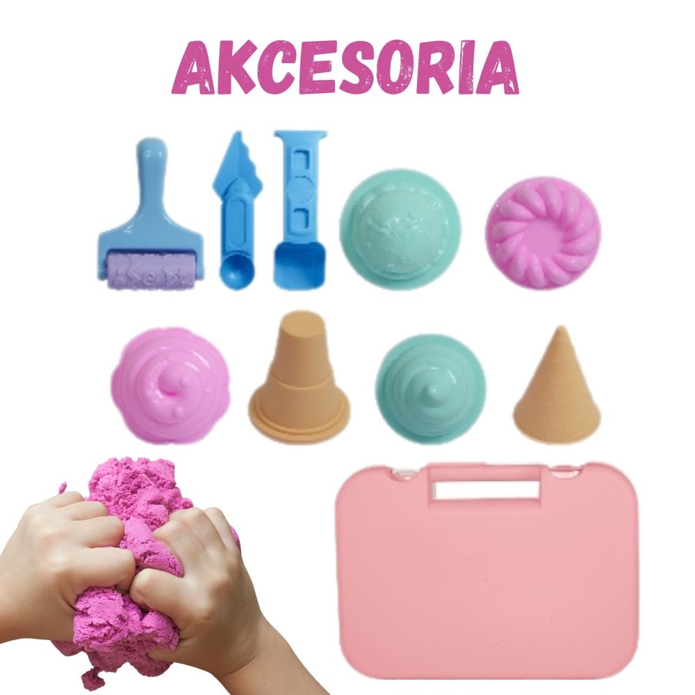 Kinetinio smėlio rinkinys WOOPIE Ledai lagaminėlyje 1 kg + priedai-Žaislai, Kūrybiniai žaislai, Lipdymas-e-vaikas