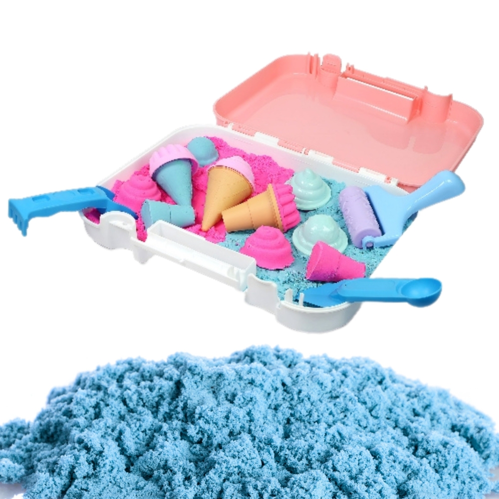 Kinetinio smėlio rinkinys WOOPIE Ledai lagaminėlyje 1 kg + priedai-Žaislai, Kūrybiniai žaislai, Lipdymas-e-vaikas