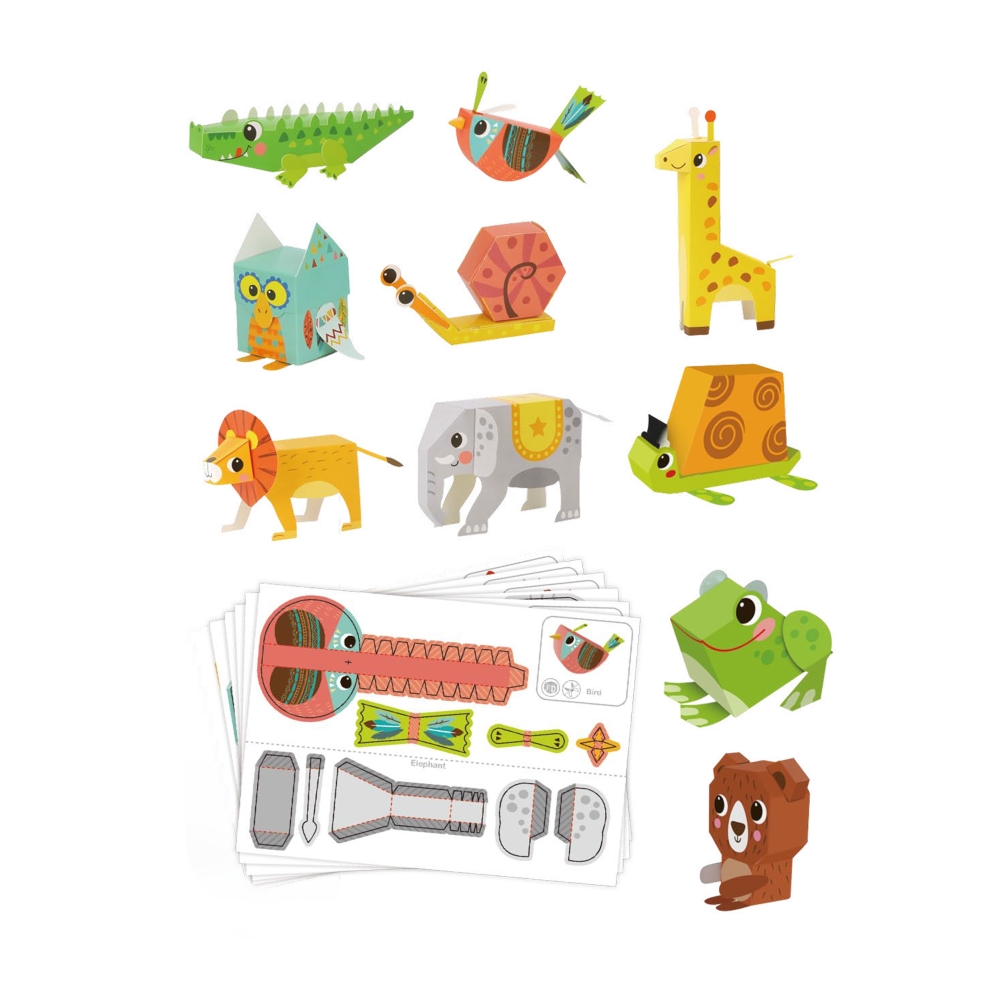 Origami kūrybinis rinkinys WOOPIE ART&FUN 3D DIY, 10 gyvūnų