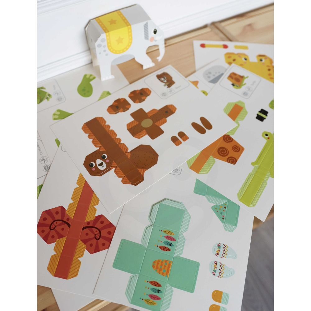 Origami kūrybinis rinkinys WOOPIE ART&FUN 3D DIY, 10 gyvūnų