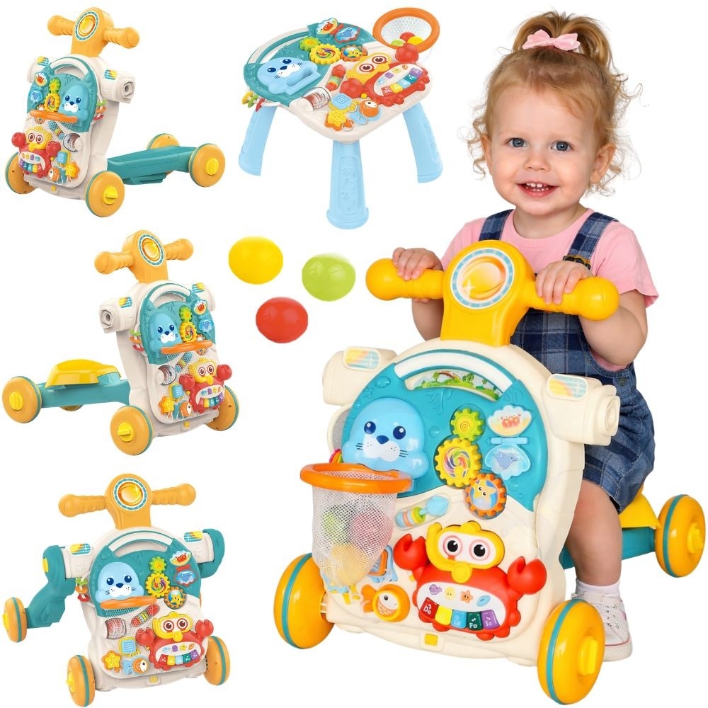 Interaktyvus stumdukas - edukacinis stalas WOOPIE BABY 4-in-1-Judėjimui, Stumdukai-e-vaikas