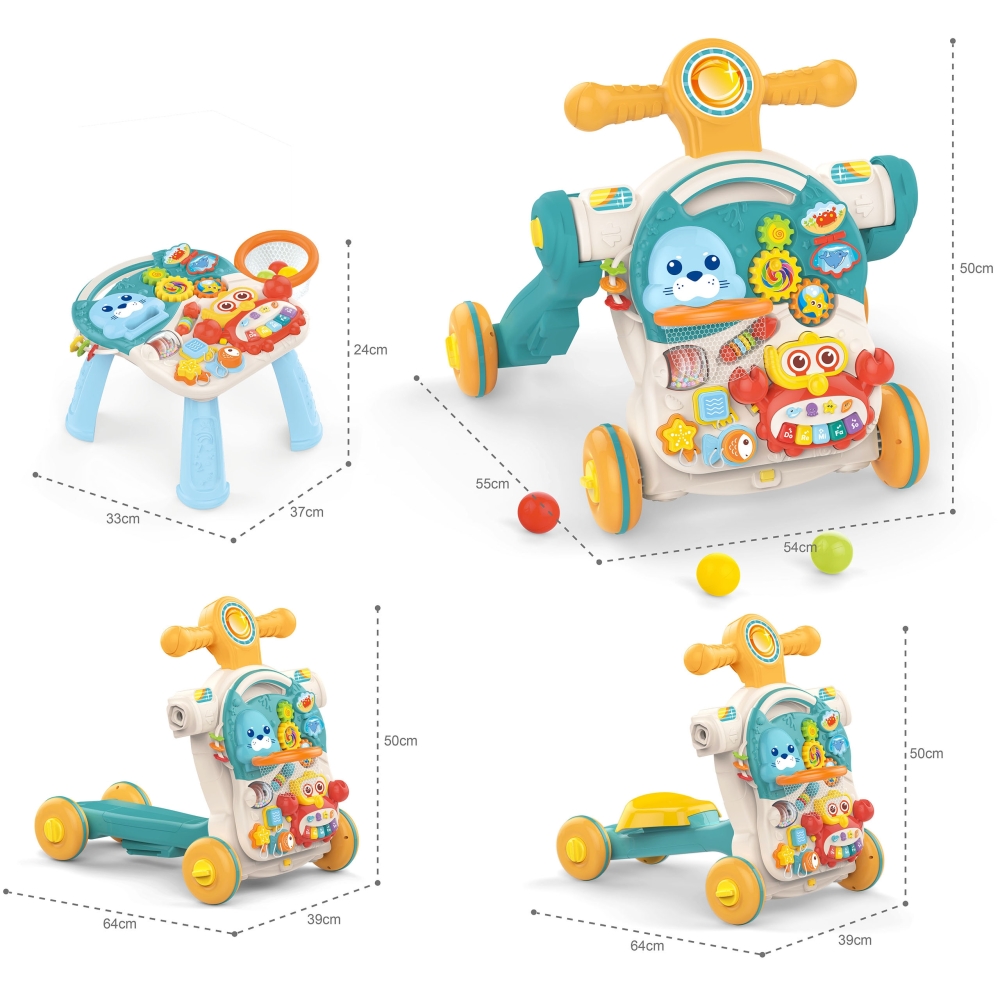 Interaktyvus stumdukas - edukacinis stalas WOOPIE BABY 4-in-1-Judėjimui, Stumdukai-e-vaikas