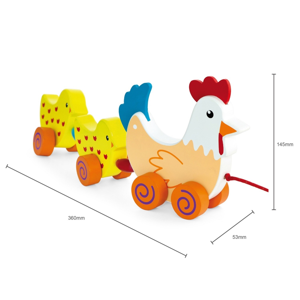 Medinis traukiamas viščiukas VIGA 36 cm-Žaislai, Kūdikiams, Žaislai mažyliams (iki 4 m.