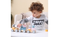 VIGA PolarB Drewniana Kolejka z Wagonikami i Zwierzątkami Do Układania Montessori