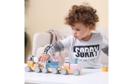 VIGA PolarB Drewniana Kolejka z Wagonikami i Zwierzątkami Do Układania Montessori