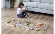 Medinis traukinukas VIGA PolarB + bėgiai 90 el.-Žaislai, Auto ir transporto žaislai, Traukiniai-e-vaikas