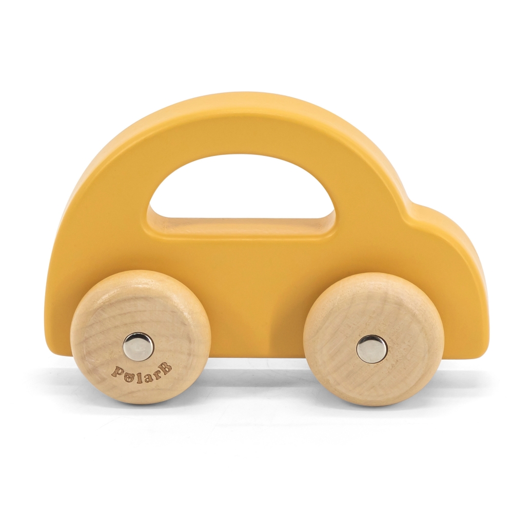 Medinis stumiamas automobilis VIGA PolarB, geltonas-Žaislai, Kūdikiams, Žaislai mažyliams (iki 4 m.