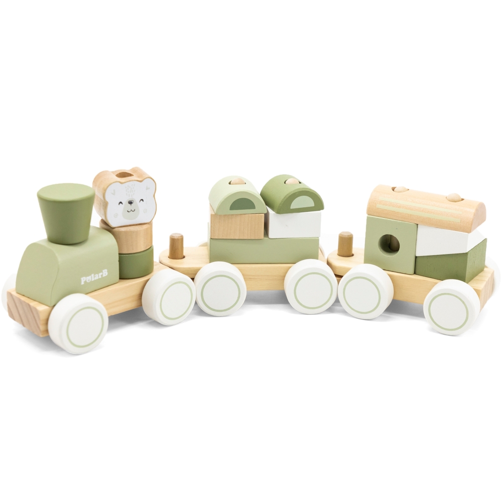 VIGA PolarB Green Train Train with Carriages Blocks