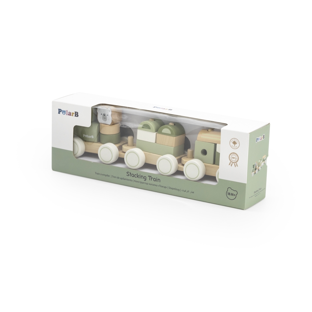 VIGA PolarB Green Train Train with Carriages Blocks