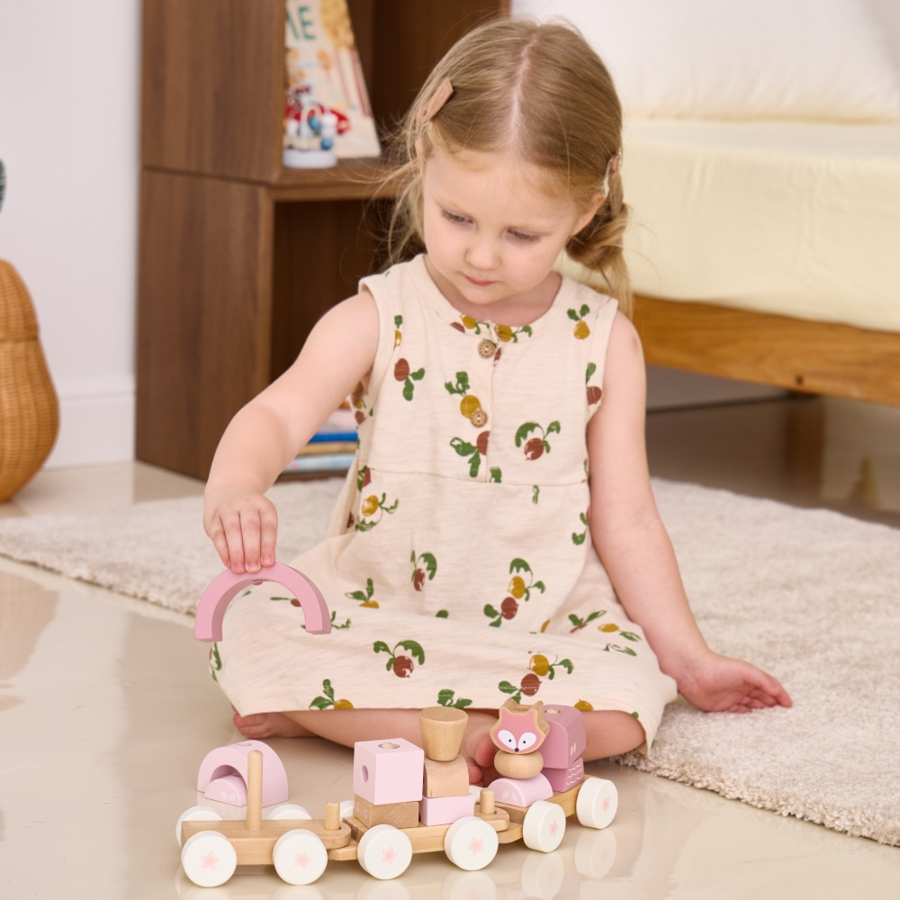 VIGA PolarB Pink Train with Carriages Blocks