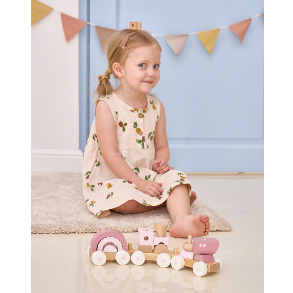 VIGA PolarB Pink Train with Carriages Blocks