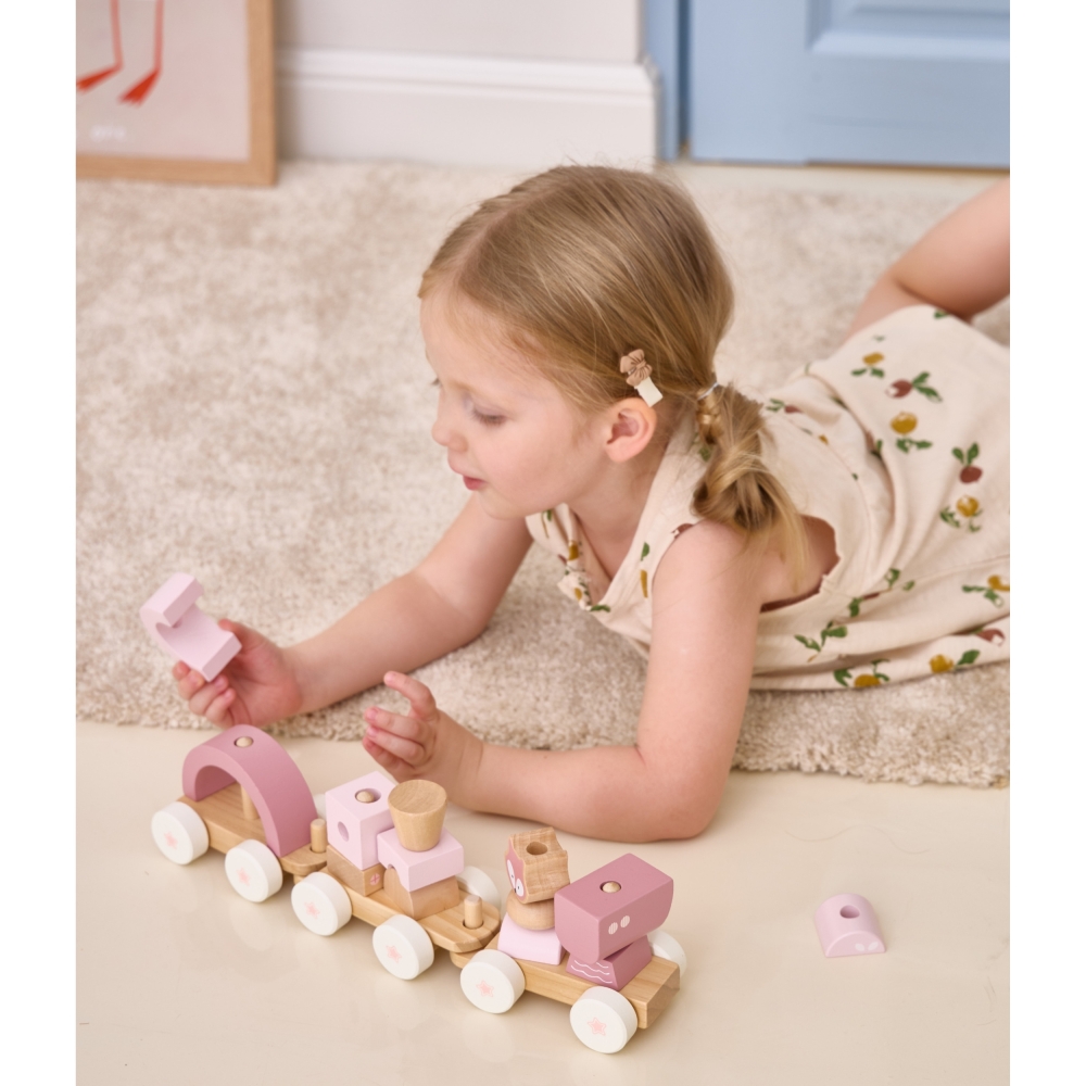 VIGA PolarB Pink Train with Carriages Blocks