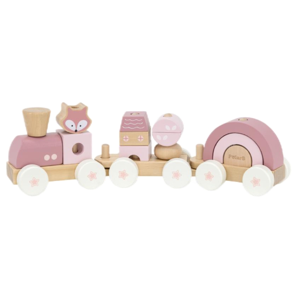 VIGA PolarB Pink Train with Carriages Blocks