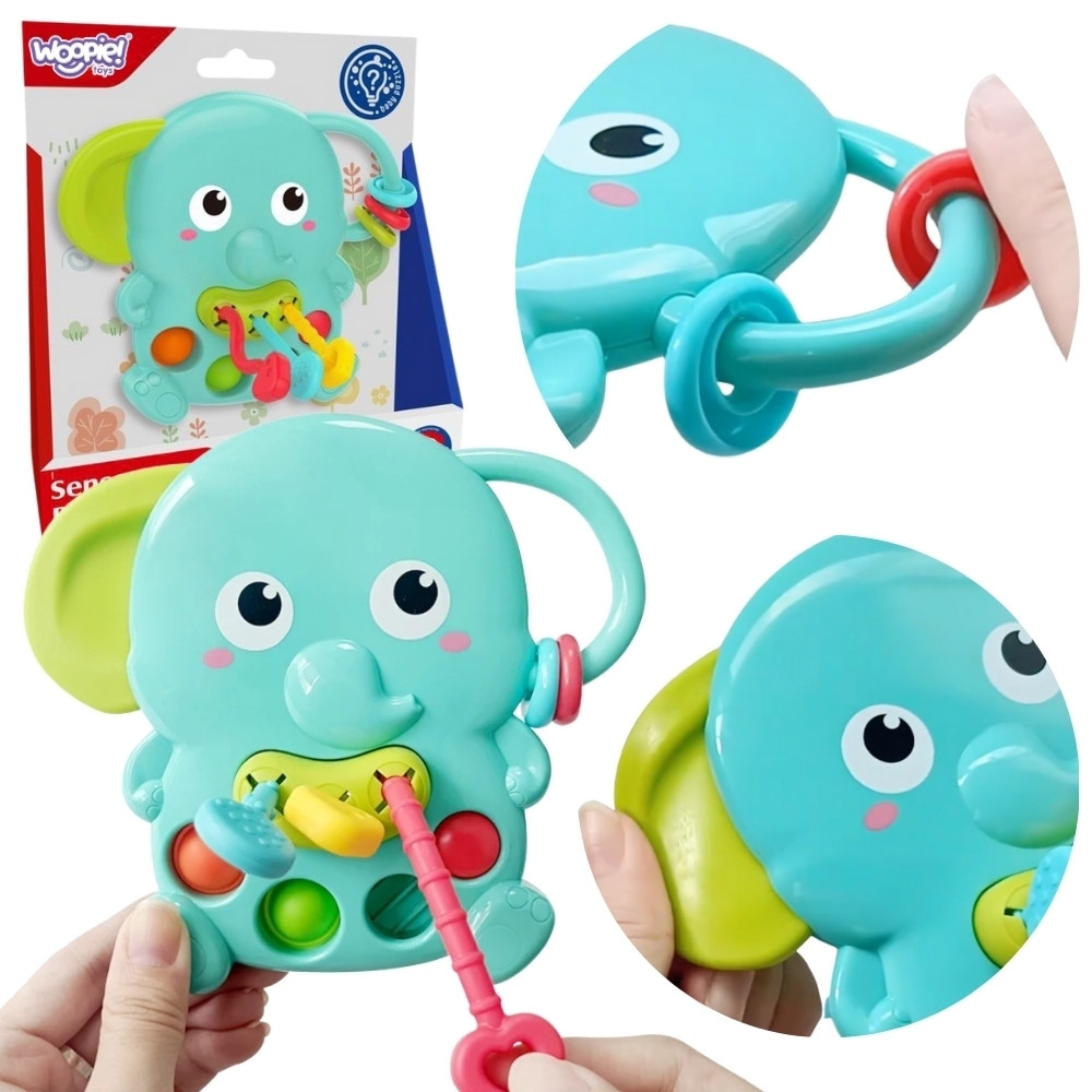 Sensorinis dramblio kramtukas 4in1 WOOPIE BABY Montessori