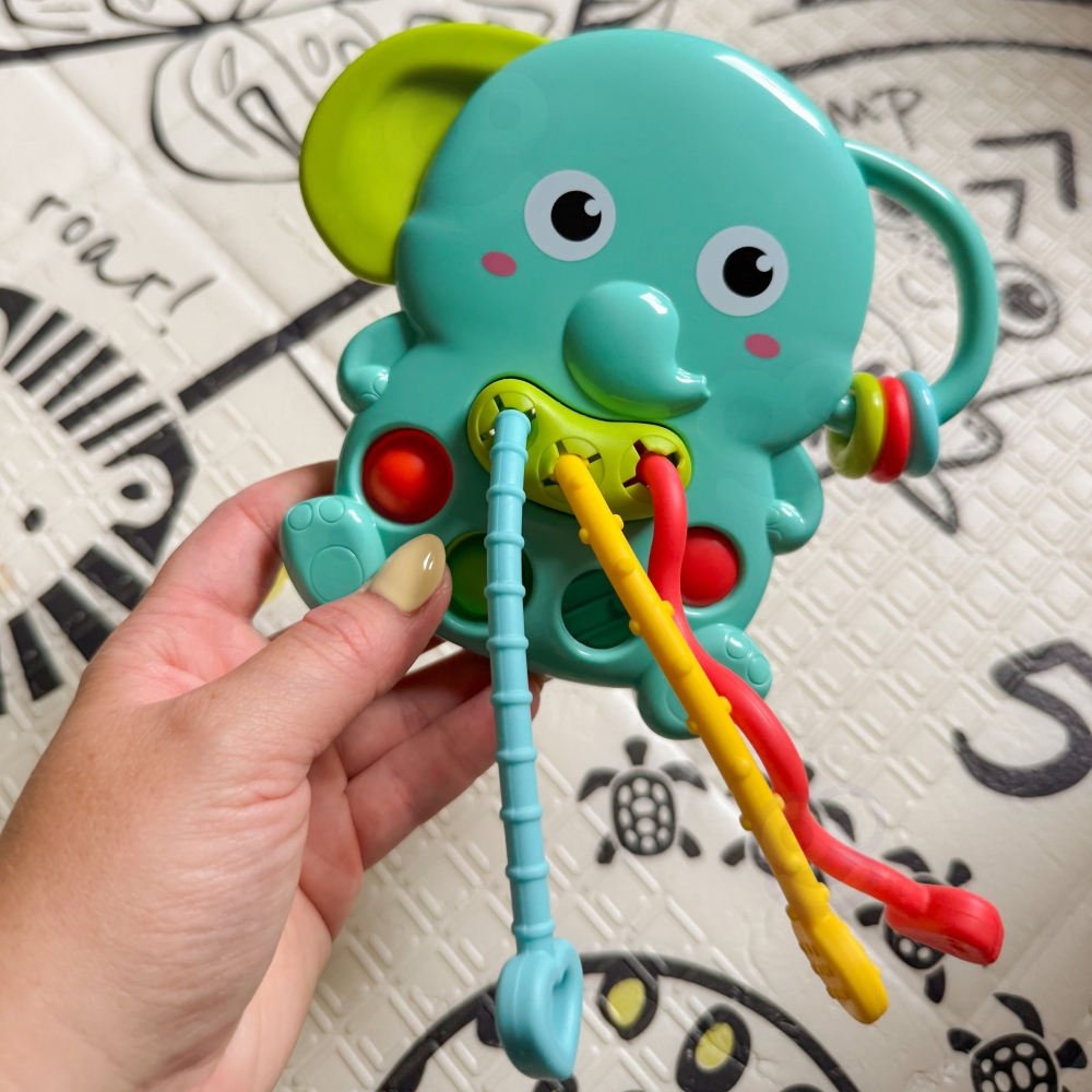 Sensorinis dramblio kramtukas 4in1 WOOPIE BABY Montessori