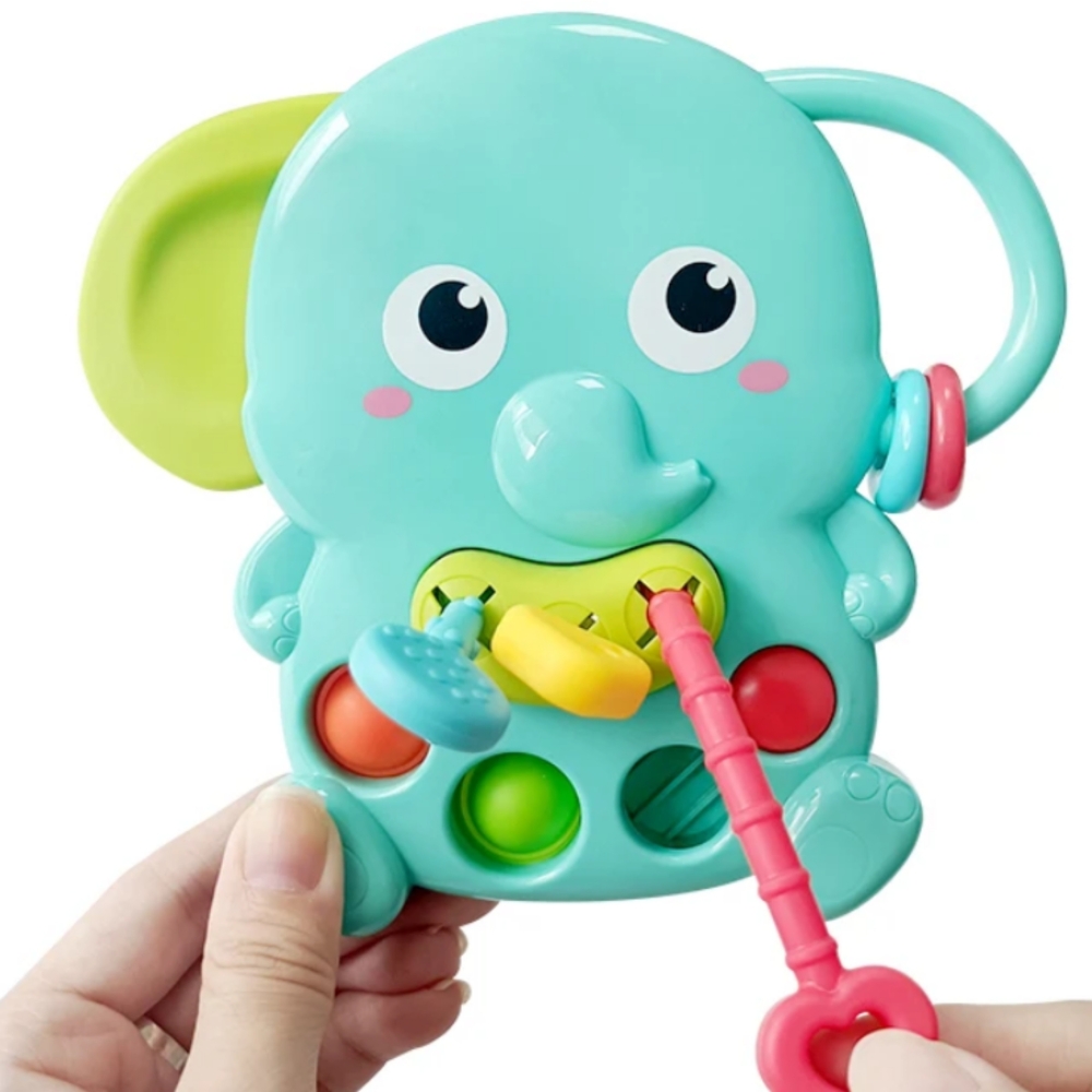 Sensorinis dramblio kramtukas 4in1 WOOPIE BABY Montessori