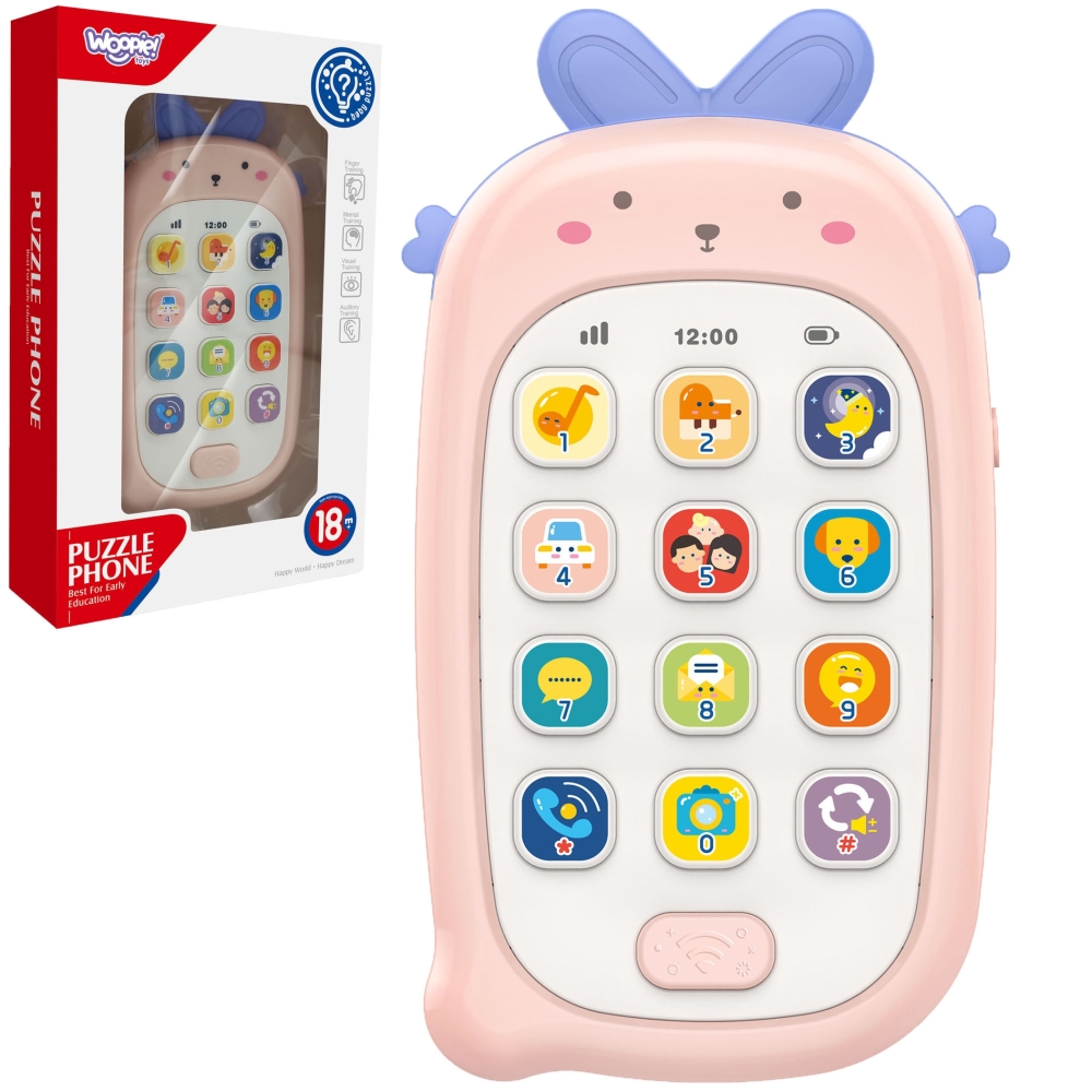 Interaktyvus telefonas su garsais WOOPIE BABY rožinis-Žaislai, Kūdikiams, Žaislai mažyliams (iki 4 m.