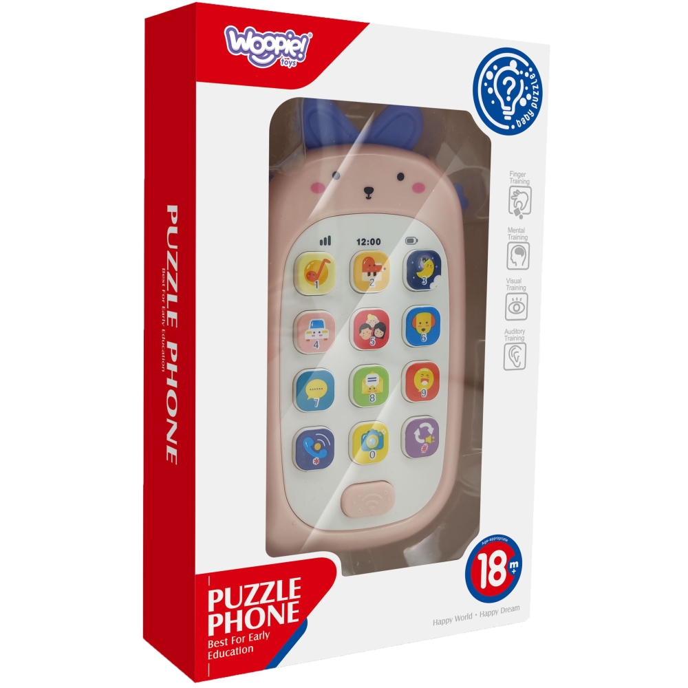 Interaktyvus telefonas su garsais WOOPIE BABY rožinis-Žaislai, Kūdikiams, Žaislai mažyliams (iki 4 m.