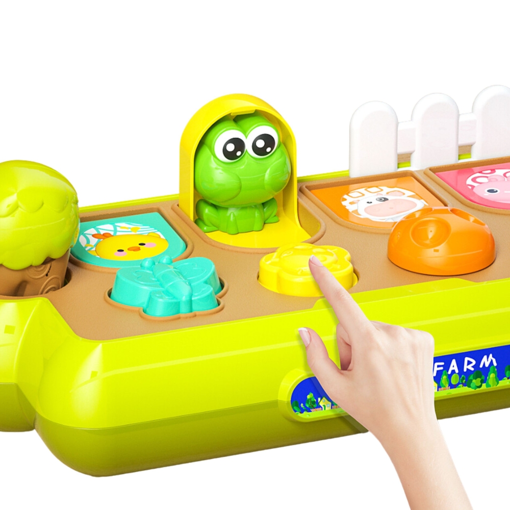 Edukacinis iššokantis gyvūnas Happy Farm POP-UP žaislas WOOPIE BABY