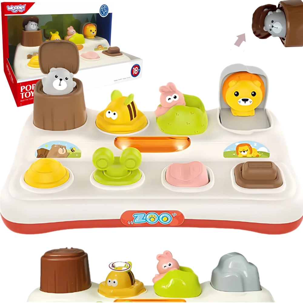 Edukacinis iššokantis zoologijos sodo gyvūnų žaislas WOOPIE BABY