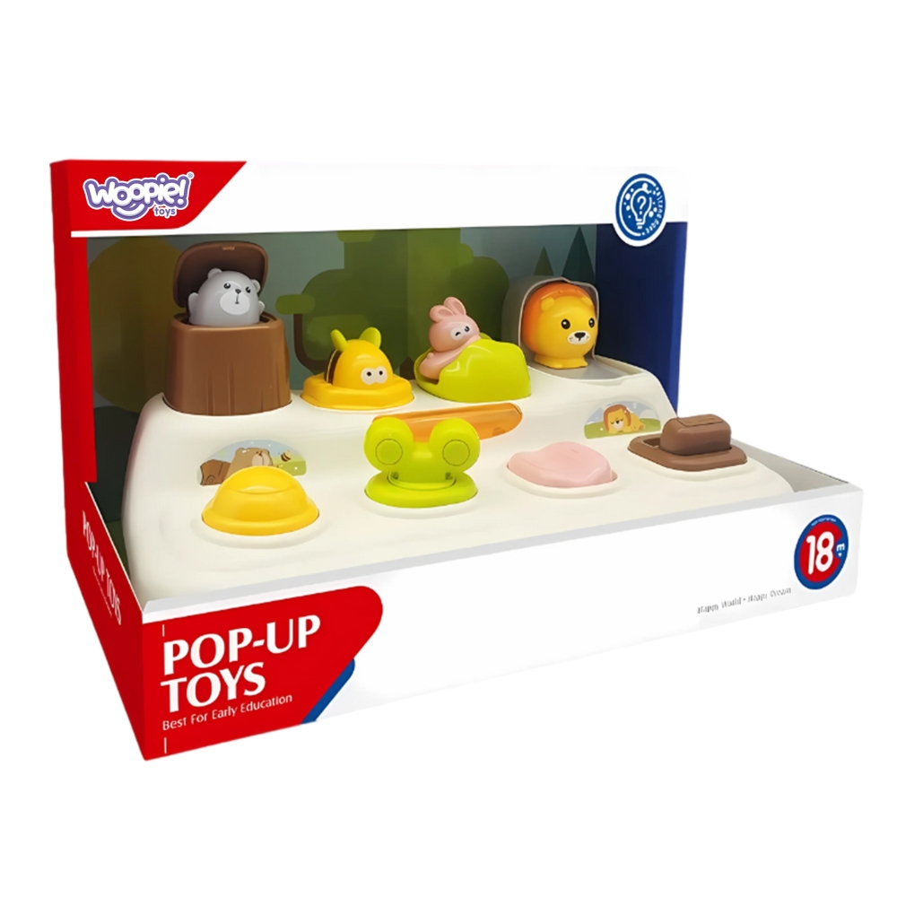 Edukacinis iššokantis zoologijos sodo gyvūnų žaislas WOOPIE BABY
