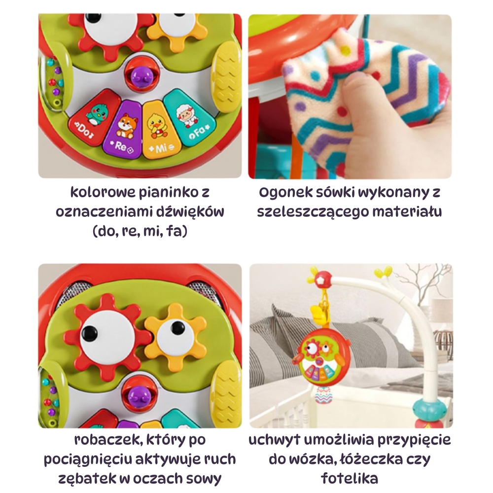 Interaktyvus pianinas pelėda WOOPIE BABY su šnarančia uodega-Žaislai, Kūdikiams, Žaislai mažyliams (iki 4 m.