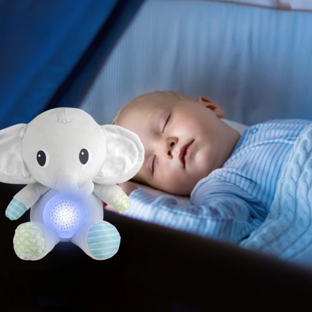Drambliukas su projektoriumi ir raminančiais garsais WOOPIE BABY, 12 melodijų-Miegui, Migdukai ir karuselės, Miego žaislai-e-vai