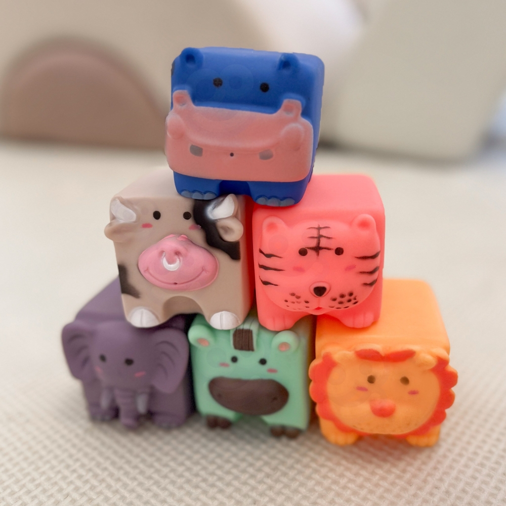 WOOPIE BABY Sensory Blocks Animals Squeeze Puzzle + Sound 6 pcs. 