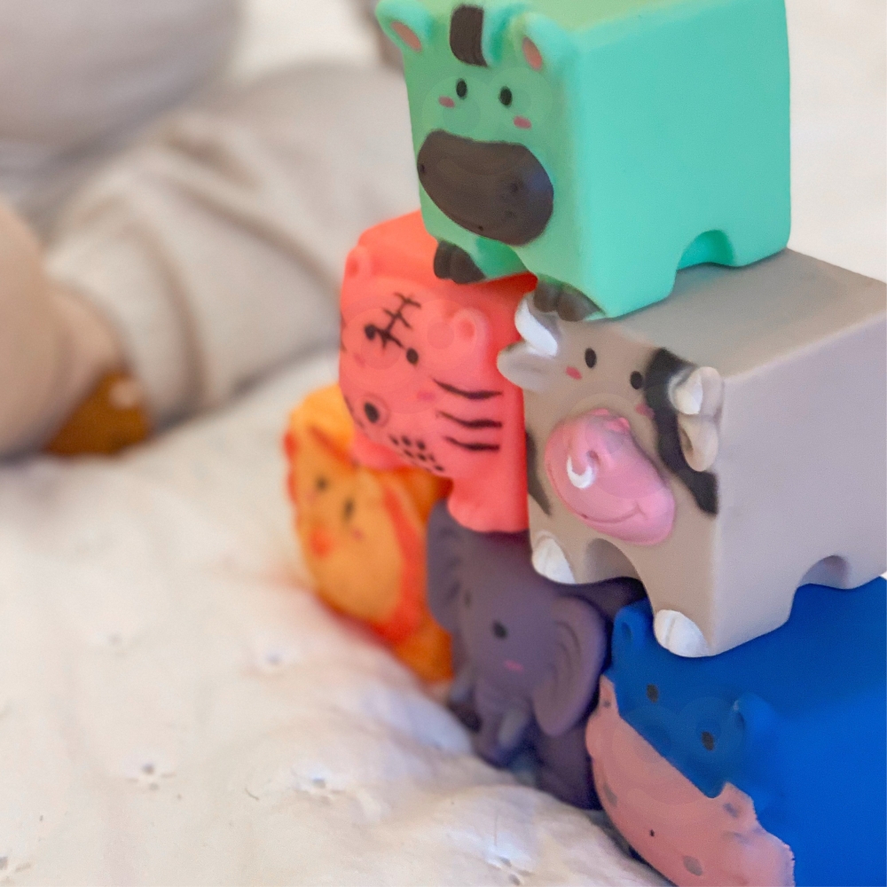 WOOPIE BABY Sensory Blocks Animals Squeeze Puzzle + Sound 6 pcs. 