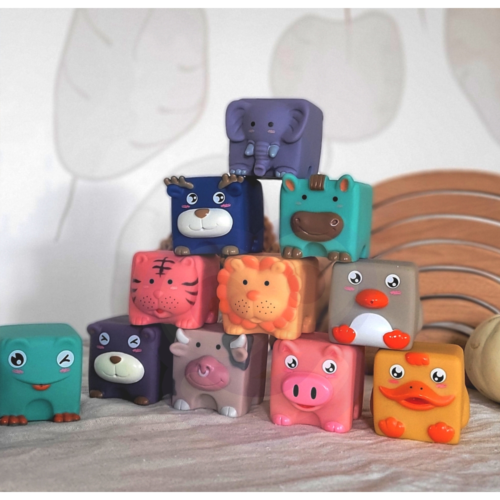 WOOPIE BABY Sensory Blocks Squeeze Puzzle Animal Sounds 12 pcs.					