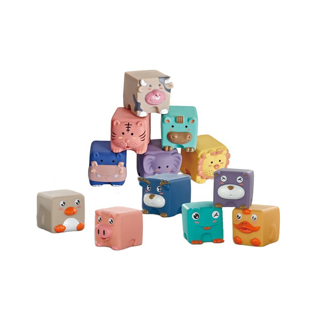 WOOPIE BABY Sensory Blocks Squeeze Puzzle Animal Sounds 12 pcs.					