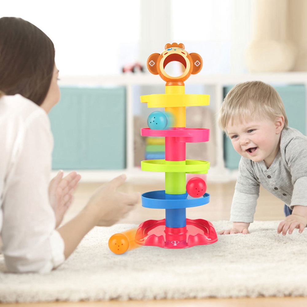 Kamuoliuko takelis Beždžionė WOOPIE BABY Spiralinis bokštas + 3 kamuoliukai