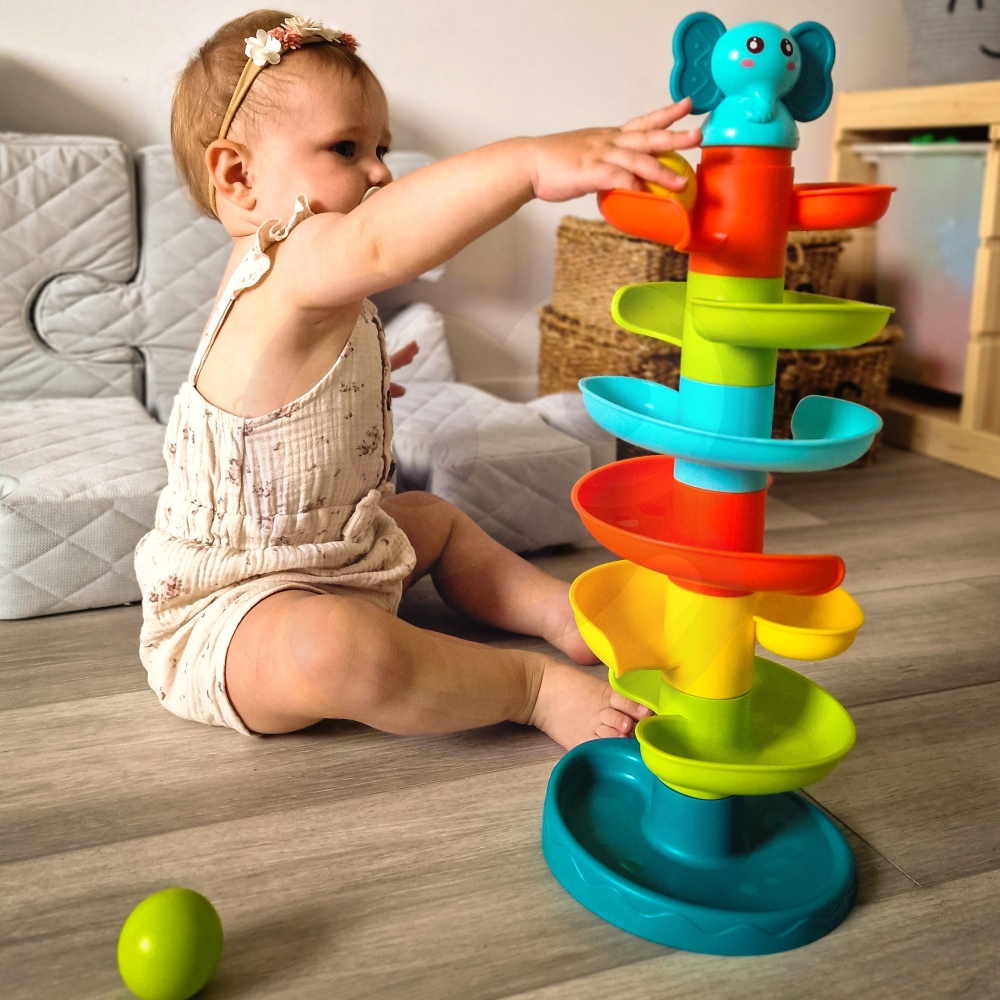 Kamuoliuko takelis Spiralė WOOPIE BABY + 3 kamuoliukai-Žaislai, Kūdikiams, Žaislai mažyliams (iki 4 m.