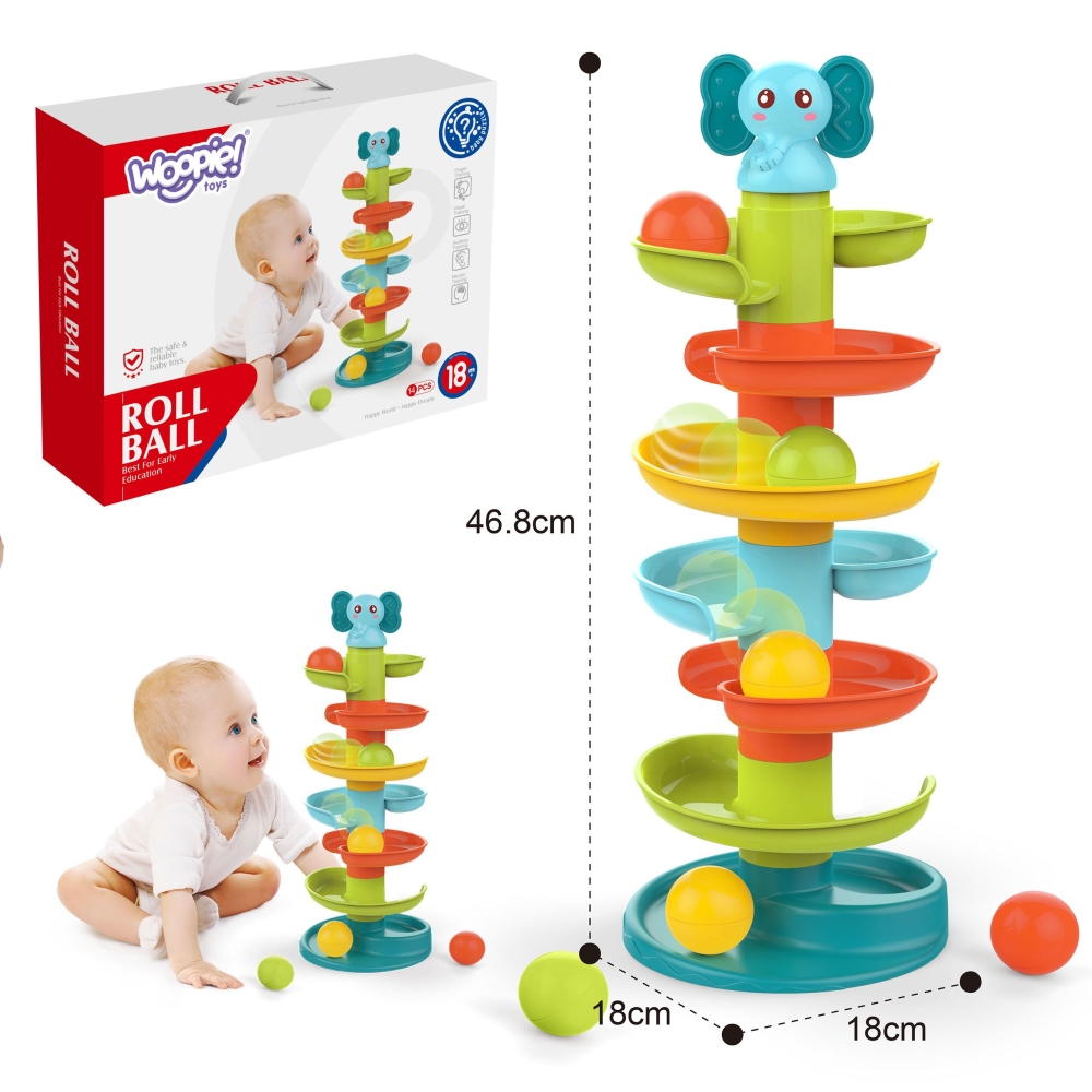Kamuoliuko takelis Spiralė WOOPIE BABY + 3 kamuoliukai-Žaislai, Kūdikiams, Žaislai mažyliams (iki 4 m.