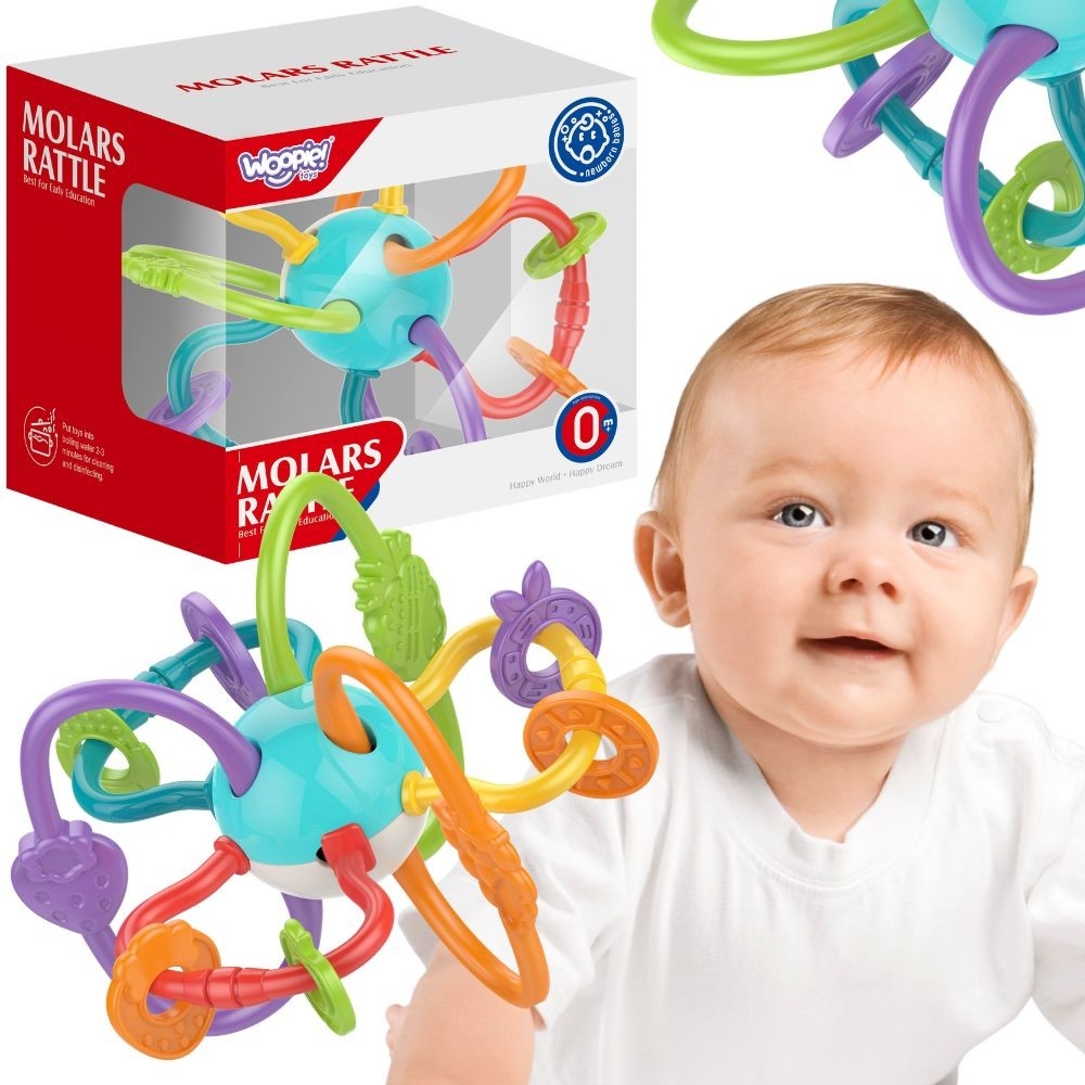 Sensorinis žaislas WOOPIE BABY SPRING PLAYER 2in1-Žaislai, Kūdikiams, Barškučiai, kramtukai-e-vaikas
