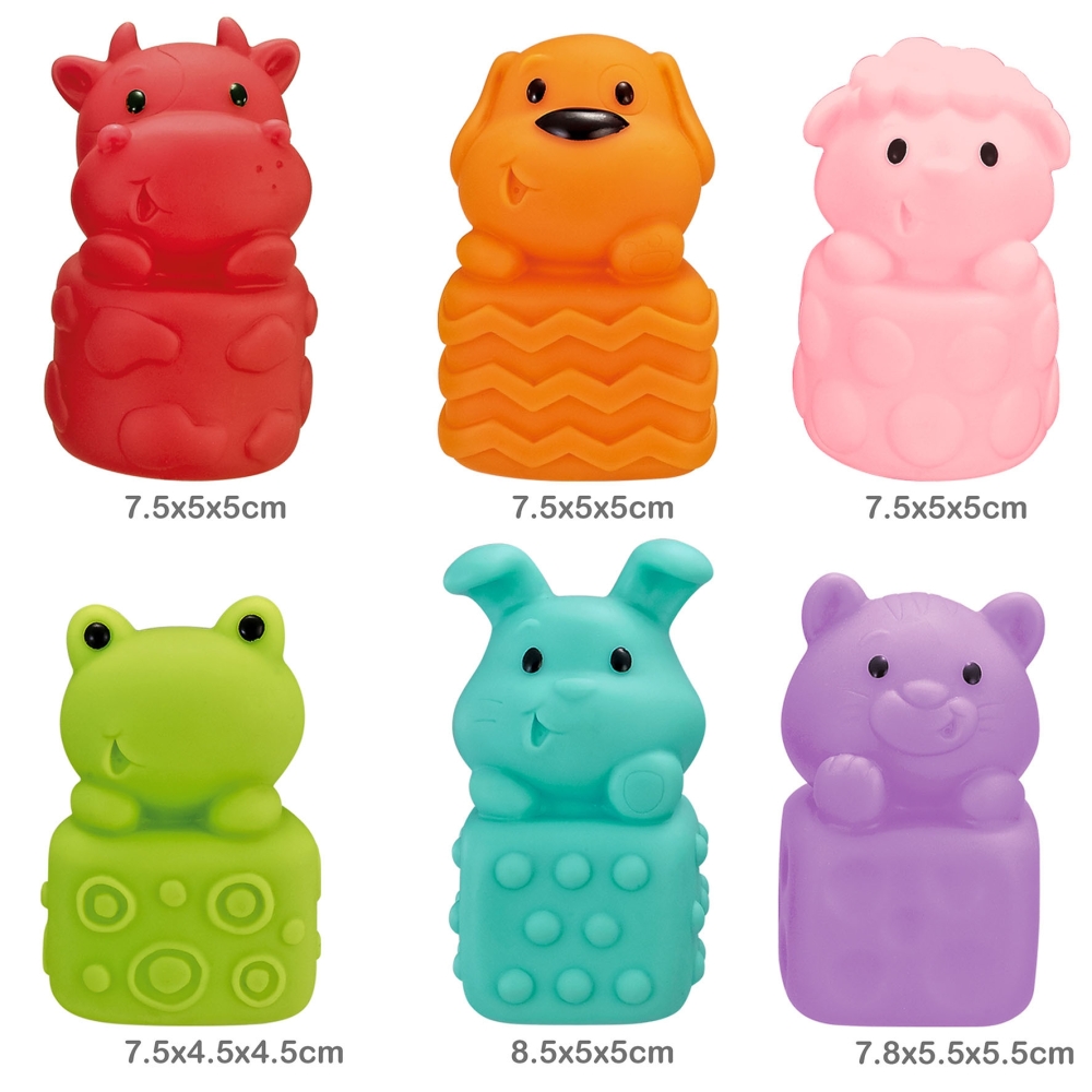Minkštų sensorinių žaislinių gyvūnėlių rinkinys WOOPIE BABY 6 vnt-Žaislai, Kūdikiams, Žaislai mažyliams (iki 4 m.