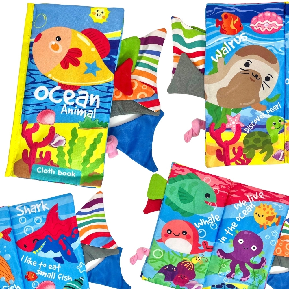 WOOPIE BABY Jūros gyvūnų uodegos knyga Medžiaga Rustling