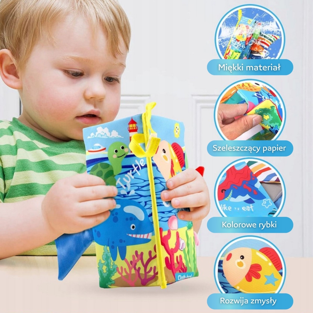 WOOPIE BABY Jūros gyvūnų uodegos knyga Medžiaga Rustling