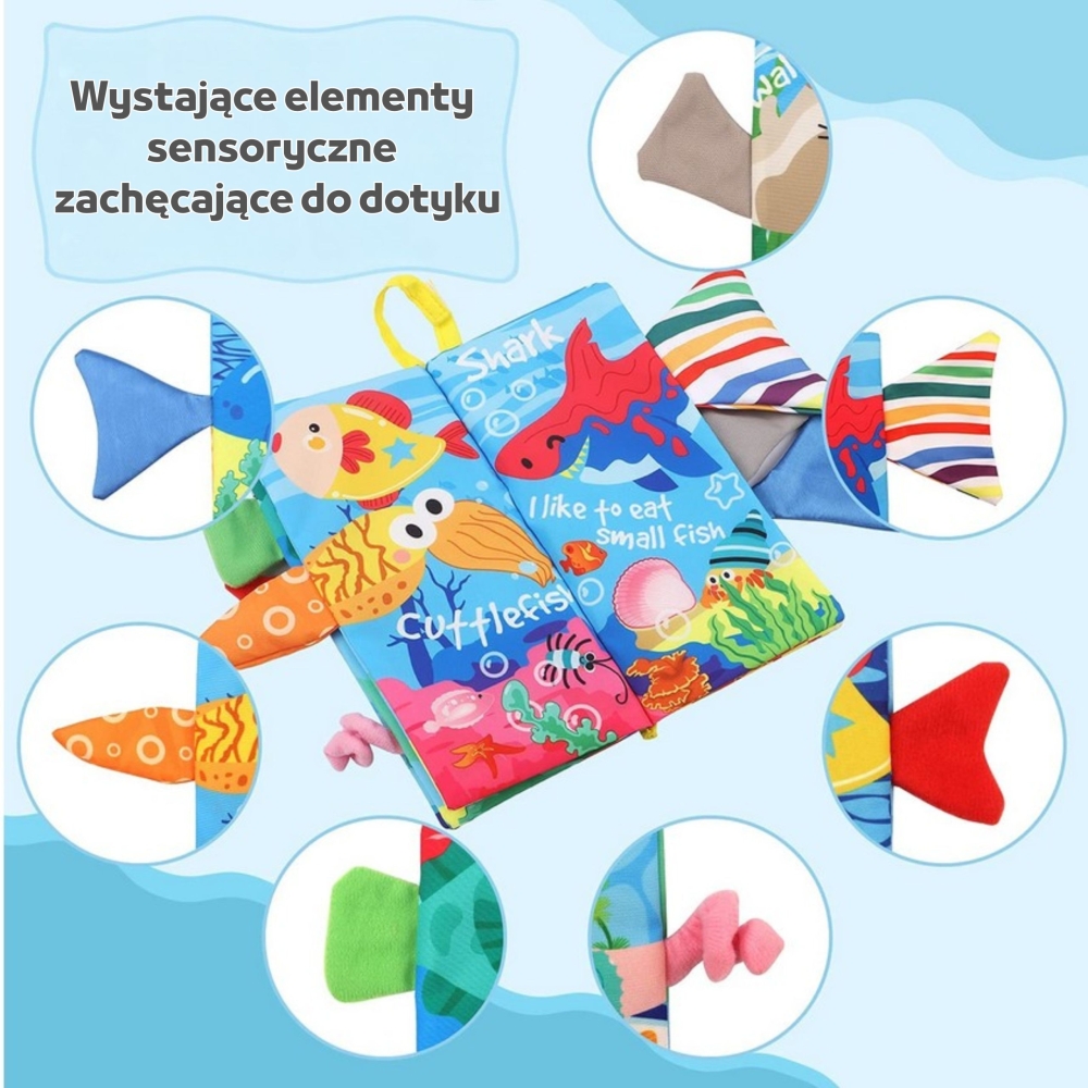 WOOPIE BABY Jūros gyvūnų uodegos knyga Medžiaga Rustling