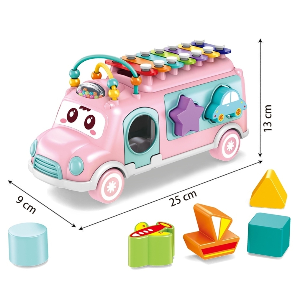 Muzikinis automobilis rūšiuoklis WOOPIE BABY su cimbolais, rožinis-Žaislai, Kūdikiams, Žaislai mažyliams (iki 4 m.
