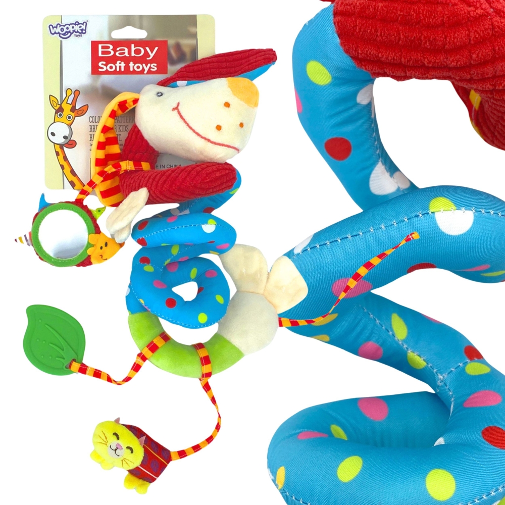 WOOPIE BABY Minkštas pakabukas spiralė vaikiškam vežimėliui Cot Cot Dog Švietimo
